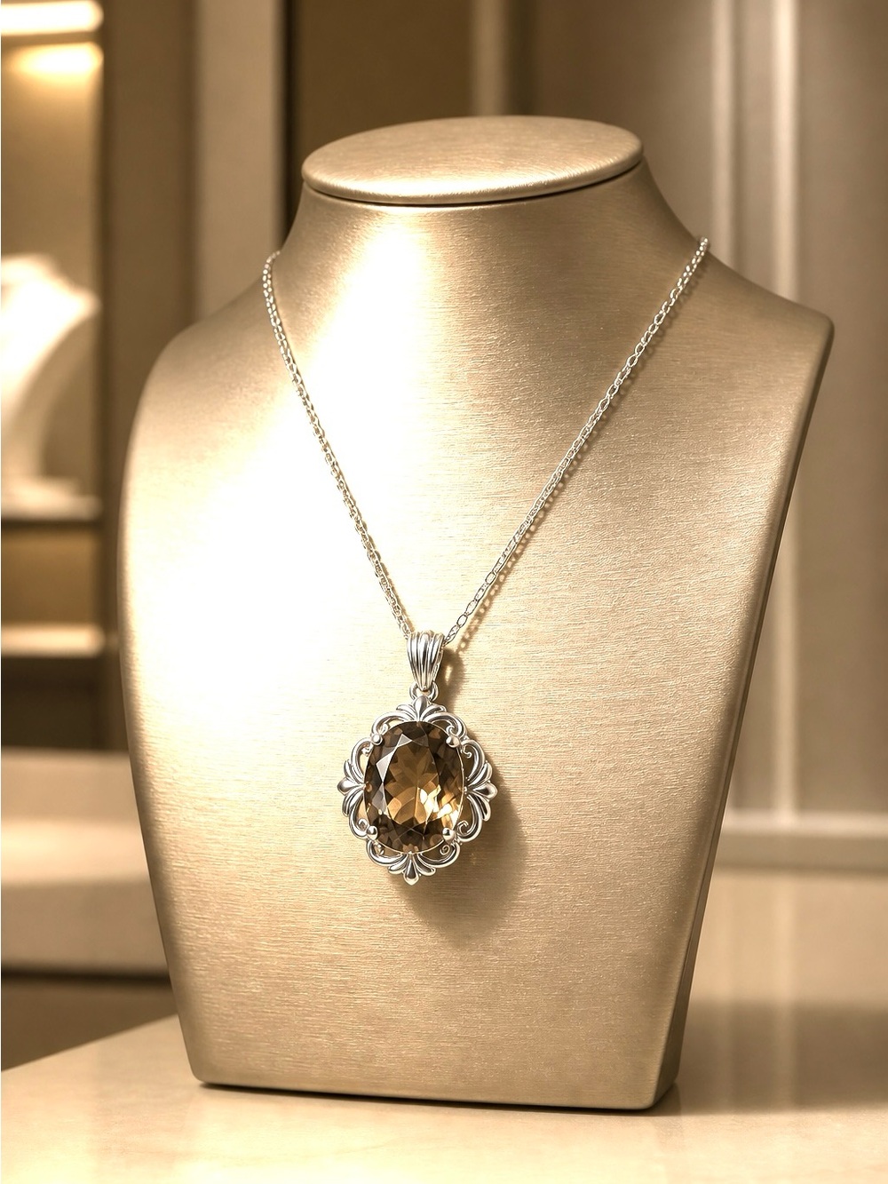 Sterling Smoky Topaz Necklace